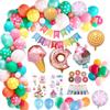 Bruiloft Verjaardag Babyborrel Geslachtsonthulling Decoraties Stofblauw Wit Ballonnenboog Slingerset