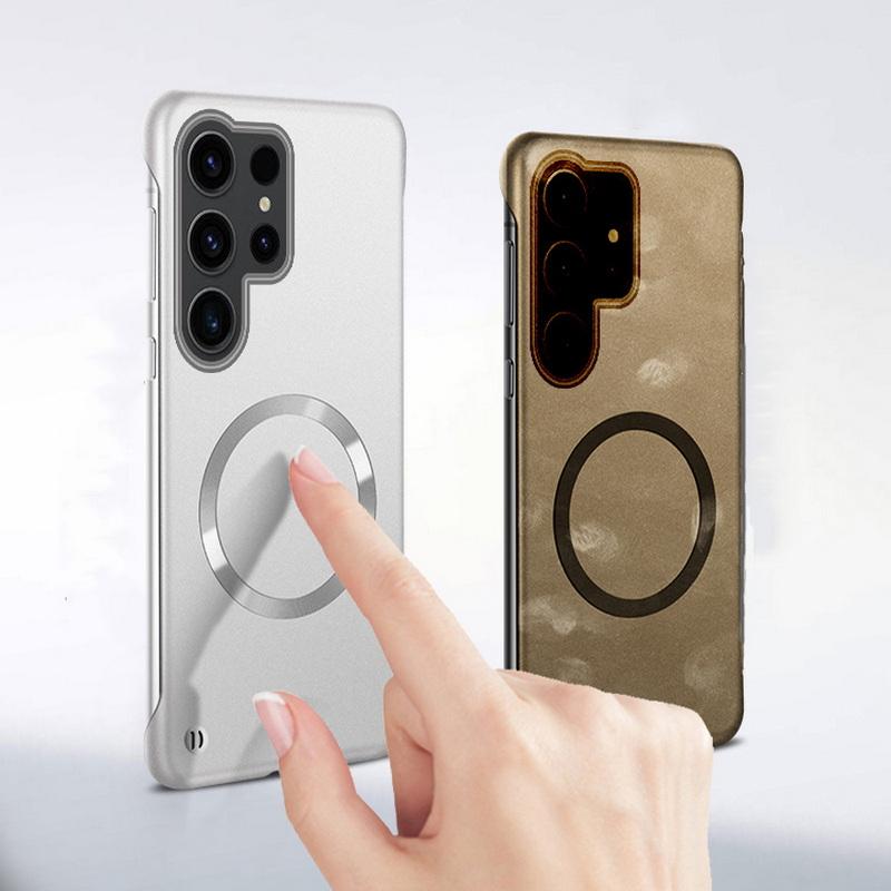 Thin Hard Pc for Magsafe Magnetic Frameless Case for iPhone 16 Pro 15 14 Plus 13 12 Pro Max Samsung S25 Ultra S24 S23 S22 Plus Matte Color Solid Cover
