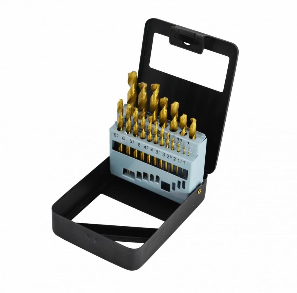 Awtools HSS- Titanium Metal Drill Bits Set 19 Pcs /1.0-10.0 /