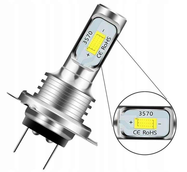 2X Żarówki Led H7 Bardzo Mocne 4000Lm 6500K 1:1 Canbus 50000H 80W Dc 12-24V