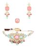 Multicolor Stones & Beads Multistrand Beaded Kundan Choker Necklace Earring & Ring Set For Women