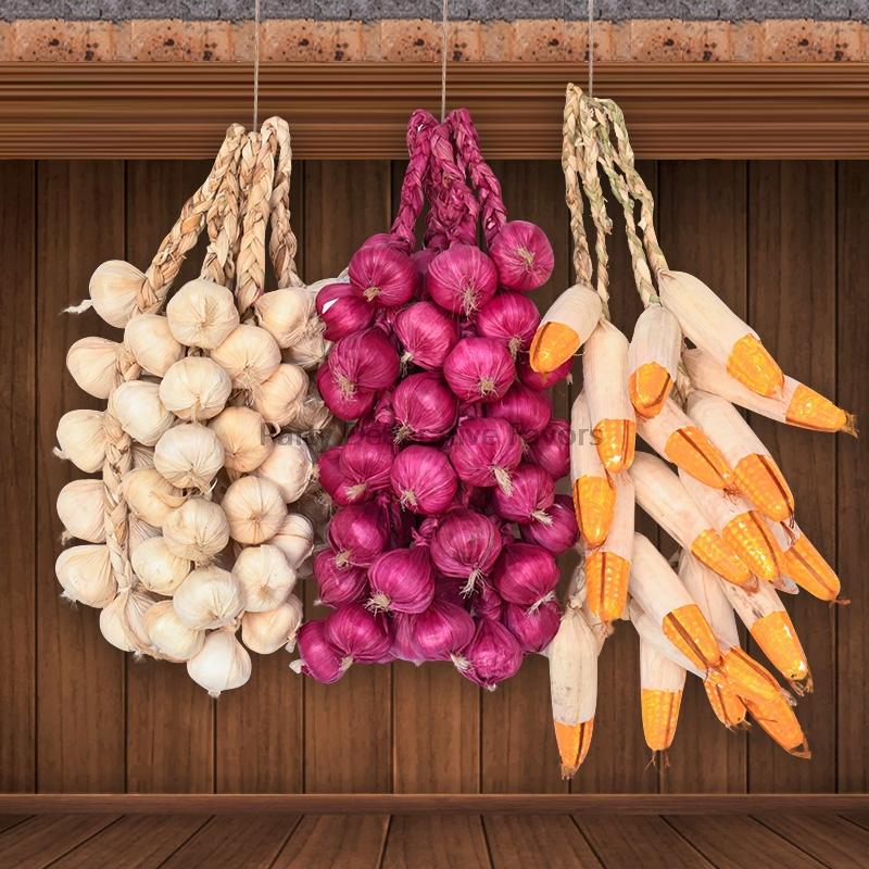 Artificial Vegetables Foam Chili Garlic Pumpkin For Home Kitchen Wall Hanging Decoration Red Pepper String Farm Party Fake Fruit
