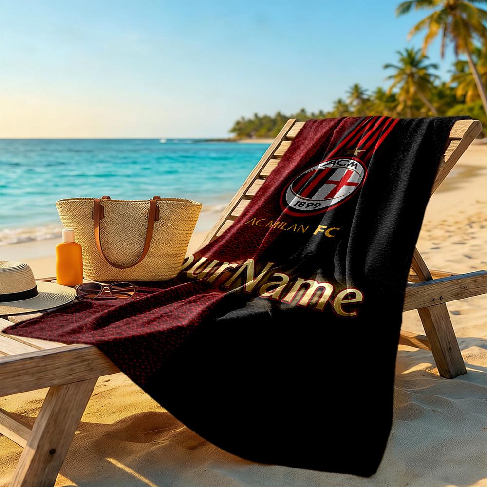 Ac Milan Personalized Text Beach Towel Super Soft Microfiber Quickdry Fabric Suitable for Sports Travel Swimming Yoga Bathroom Beach And Pool