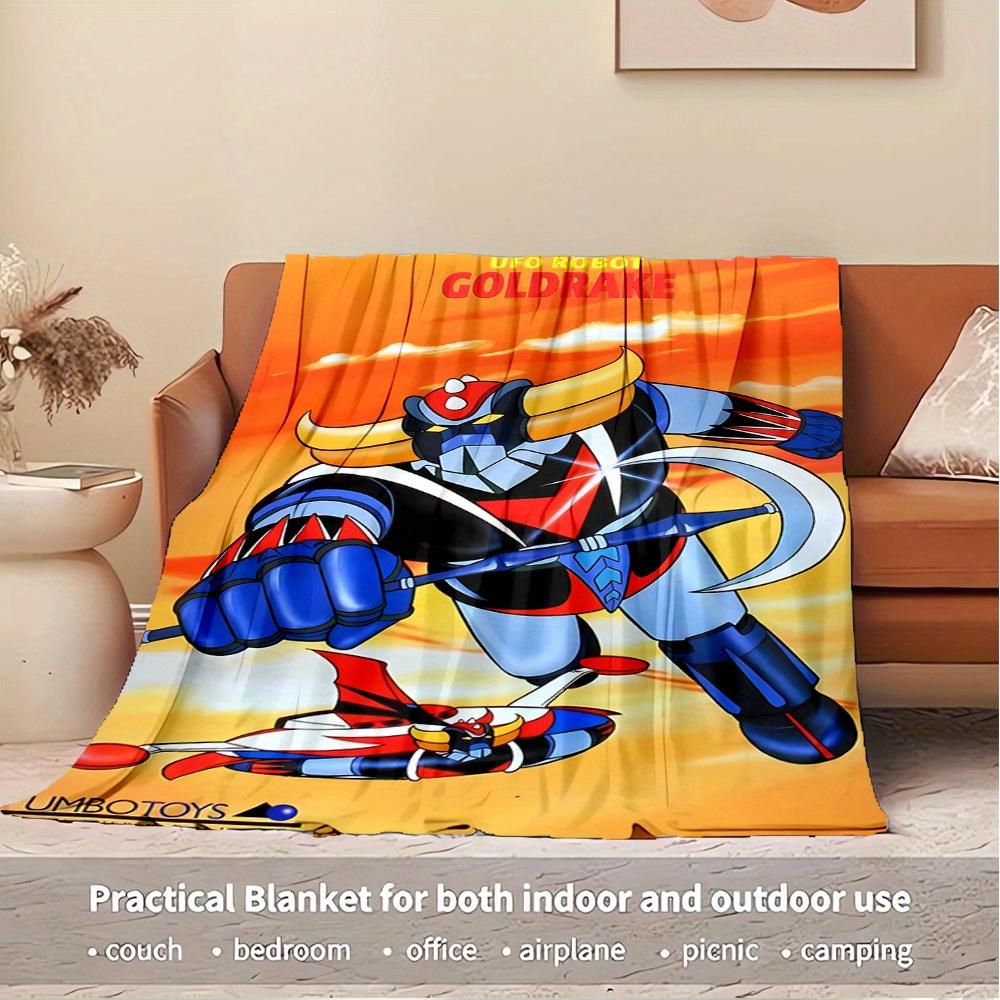 1pc UFO Robot,Goldrake,ZumboToys Digital Print Flannel Blanket - Contemporary Style, Suitable for All Seasons, Perfect for Home, Travel, or
