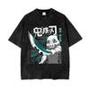 Demon Slayer Washed T-Shirt Demon Slayer Acid Wash T-Shirt Retro Anime T-Shirt Fox Mask T-Shirt A Gift for Him