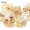 7 Pcs Yellow Skull Resin White Number Sharp Edge Dice Polyhedral Dice Suitable For Role-Playing Dice PropBoard Game Gift