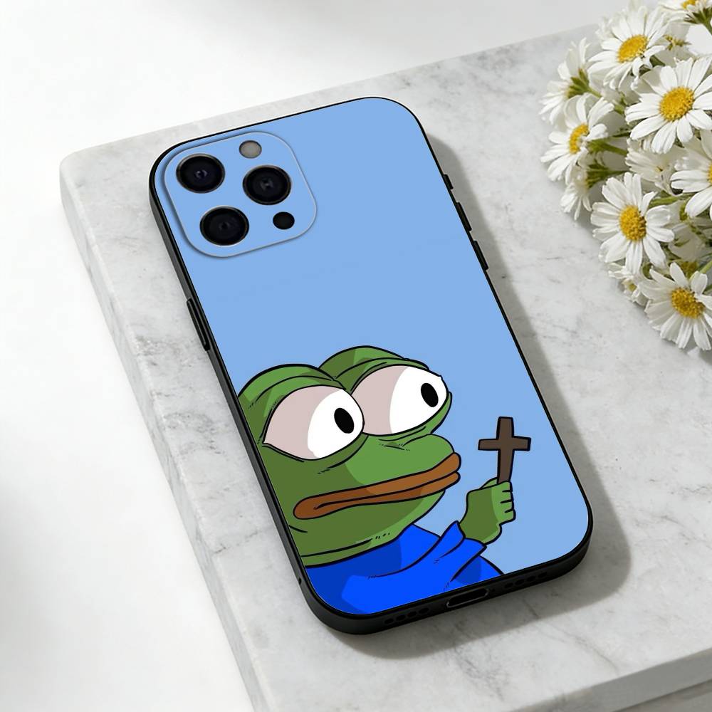 Funny P-Pepe the F-Frog Phone Case For iPhone 17,16,15,14,13,12,11 Plus,Pro,Max,Mini Silicone Black Soft Cover