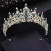 Green Crystal Wedding Crown for Queen Bridal Headdress Fashion Tiaras Hairwear Girls Prom Head Ornaments Jewelry