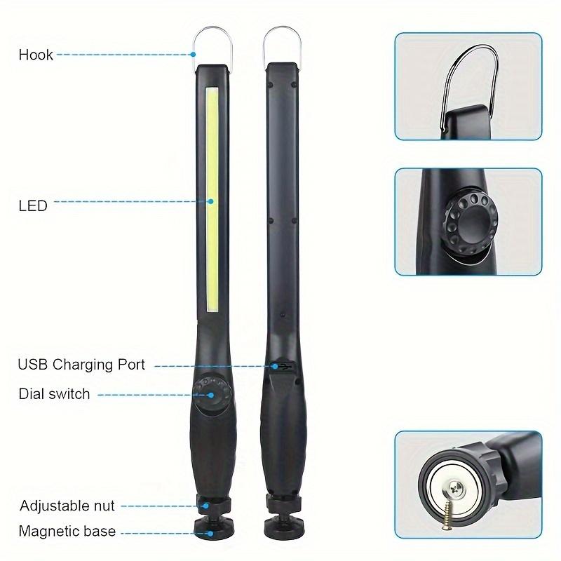 1- 4Pack COB+LED Flashlight Magnetic Work Light USB Rechargeable Torch Portable Lantern Inspection Light Camping Car Repair Lamp