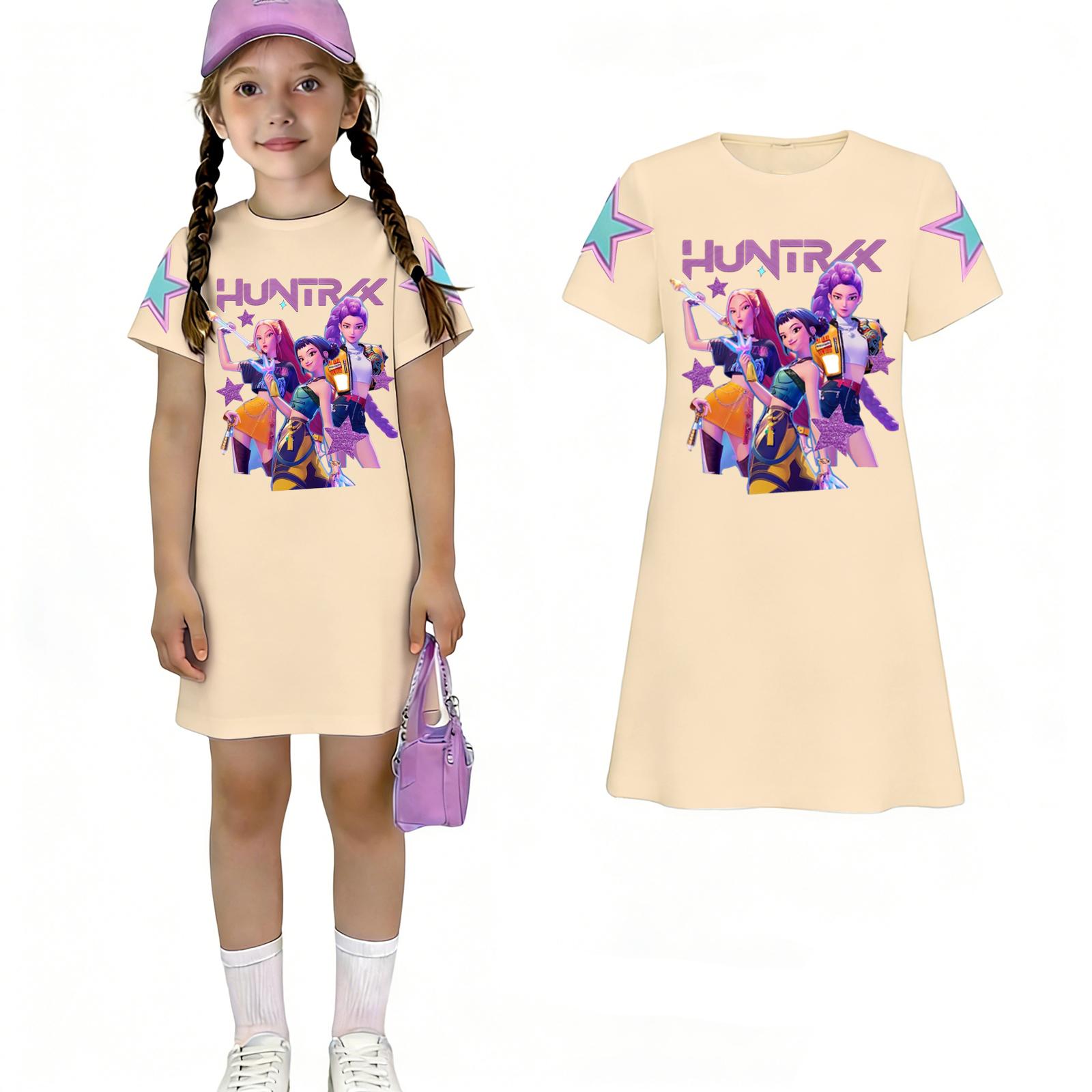 Children s Casual Round-neck Pullover Short-sleeved Dress 100