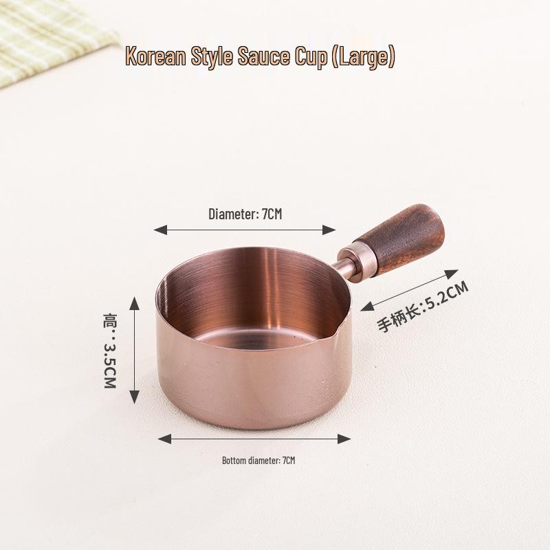 304 Stainless Steel Wooden Handle Sauce Measuring Cup for Western Cuisine