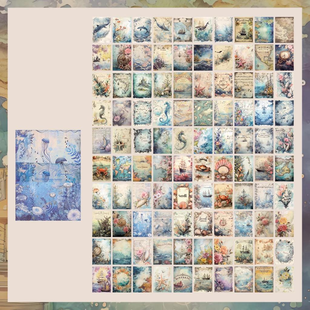 Mr. Paper, 100 pcs/book, Space Planet Retro Nostalgic Diary Scrapbook Paper,Card Message Background Paper, Wall Painting Collage