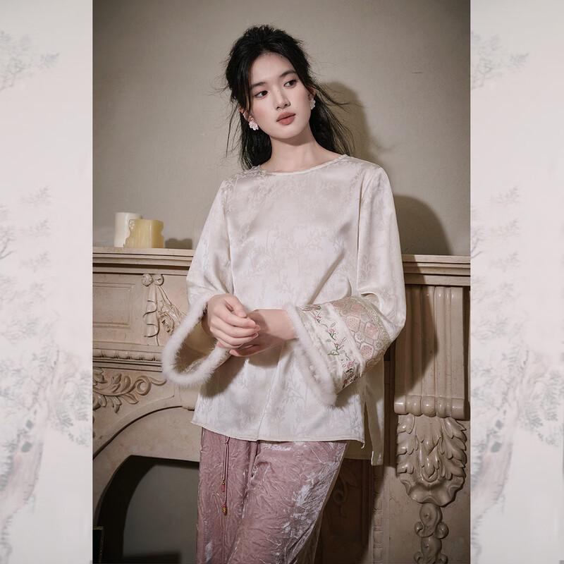 

Женский новый свитшот в китайском стиле из атласа-жаккарда с вышивкой L