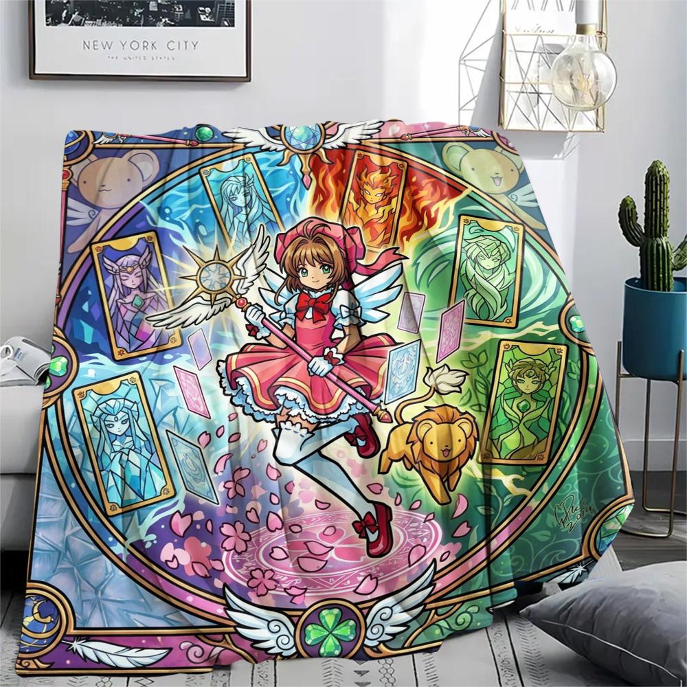 Coperta in Flanella con Stampa Cardcaptor Sakura, Coperta Calda Ultra Morbida di Alta Qualità per Tutte le Stagioni, Coperta Accogliente per Arredamento Casa, Regalo di Natale Perfetto
