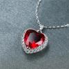 Rainbow Cubic Zirconia Heart Pendant Necklace Heart Stone Silver Clavicle Chain For Women Anniversary Jewelry