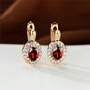 Cute Female Rose Gold Color Crystal Blue Stone Earrings Dainty Oval Zircon Wedding  For Women
