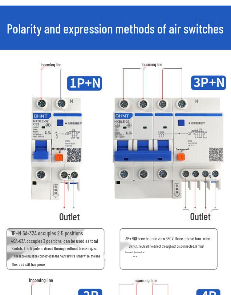 Chint 2P RCD Residual Current Circuit Breaker with MCB Protection (NXBLE DZ47LE)