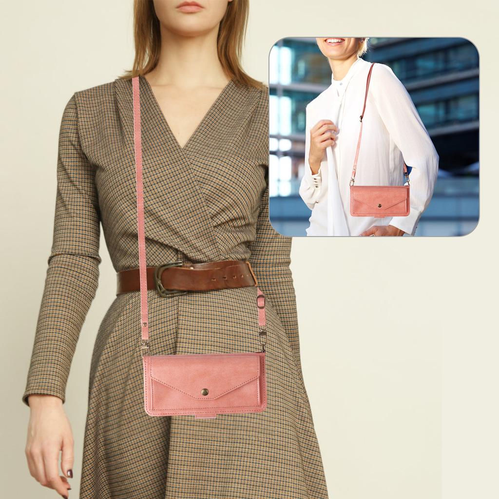 For Samsung Galaxy S25 FE Leather Case Magnetic Closure Wallet Stand Phone Cover with Crossbody Strap