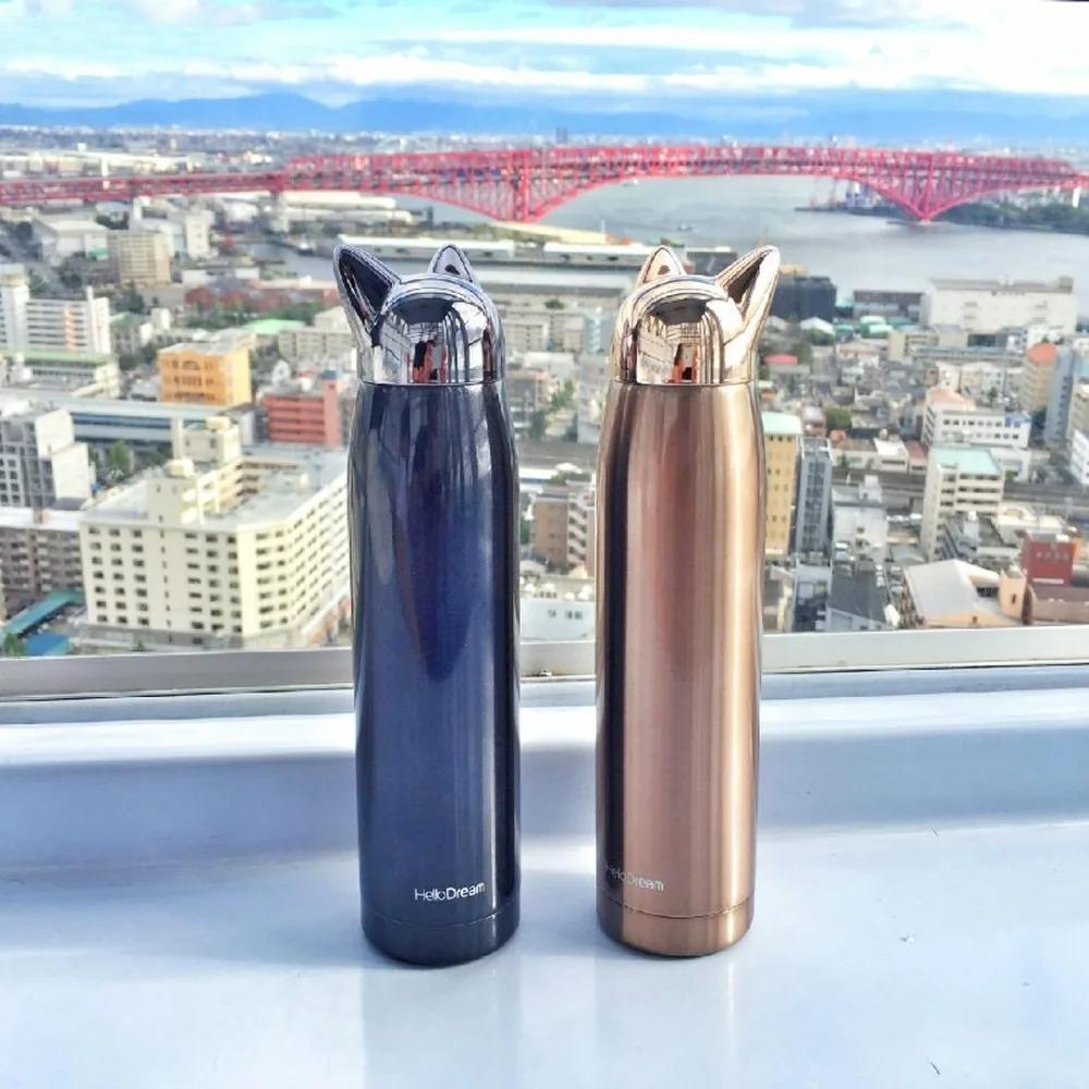 320ml Thermos Bottle Stainless Steel Vacuum Flasks Cute Cat Ear Thermal Cup Portable Travel Outdoor Mug for Coffee Tea Milk