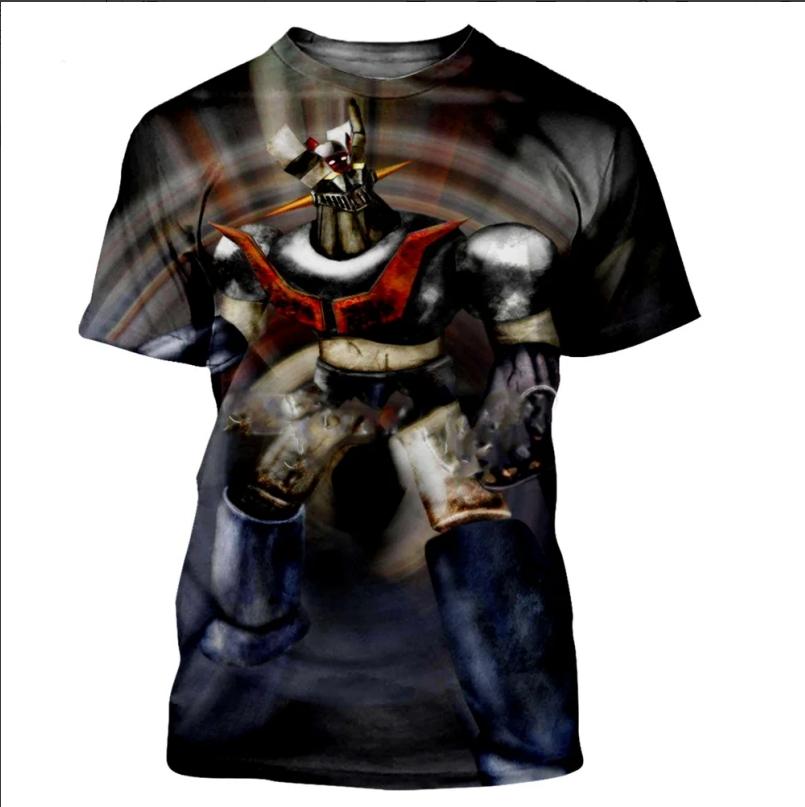 3D Mazinger Z Printed T-shirt Transformers Pattern Men's Short Sleeve Top Fashionable Comfortable Cool Street Wear