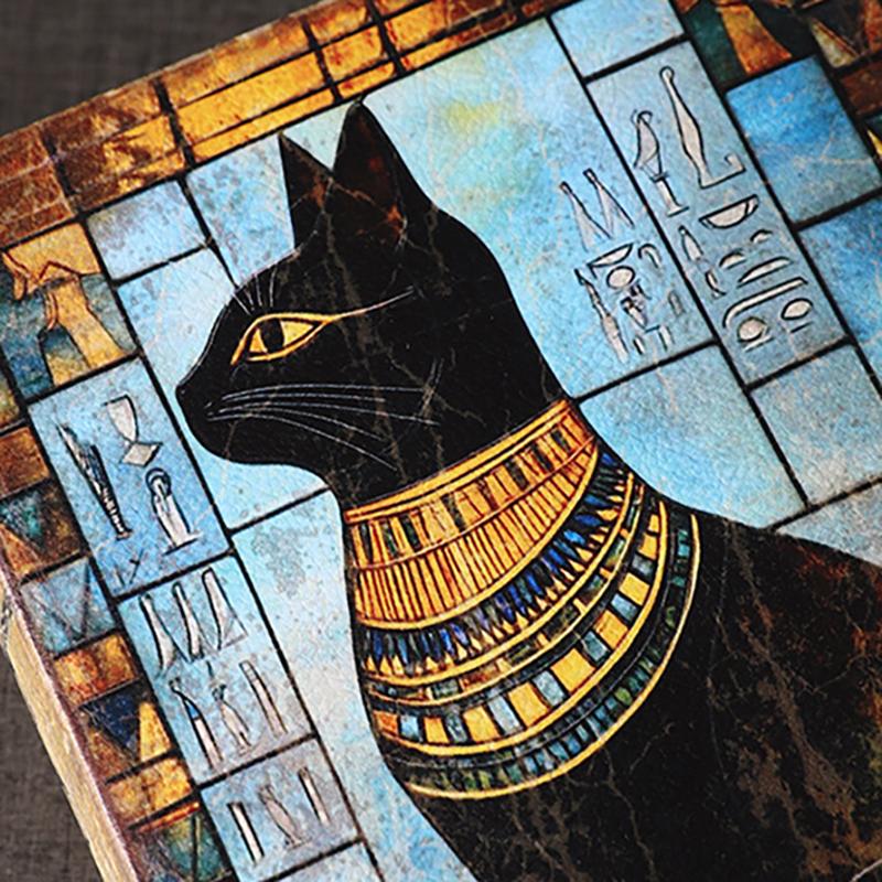 Ancient Egypt Simulation Book Storage Box Retro Jewelry Box Magic Book Wooden Leather Creativity Desk Livingroom Ornament Crafts