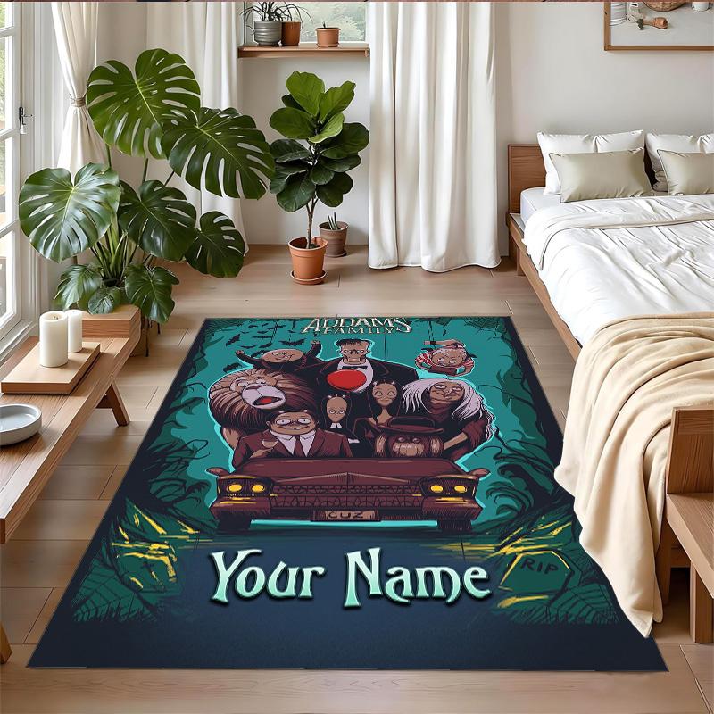 Crystal Velvet Rug Custom Name Text, Soft Non Slip Floor Mat Home DecorThe Addams Family