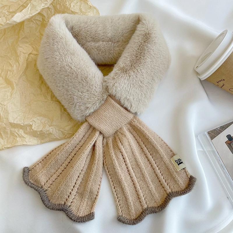 

Autumn and winter scarf women s versatile thickened lengthened warm fish tail plush scarf cross fluffy scarf