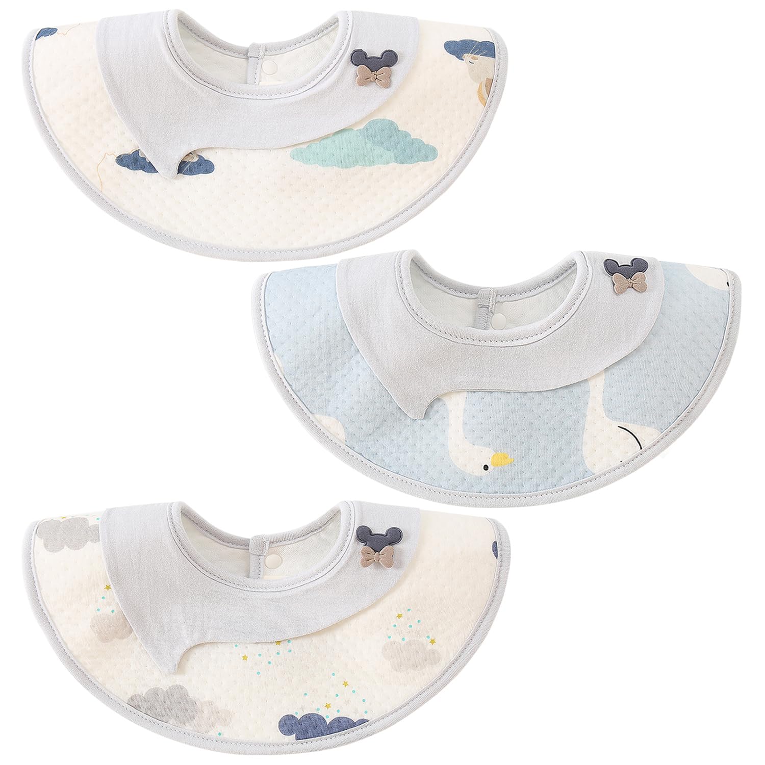 

Comfort U Baby Bibs for Boys and Set of Adjustable Perfect for Baby Preparing for and School Entrance Bibs, Petal-Shaped Girls, 3, Absorbent, Soft, светло-синий