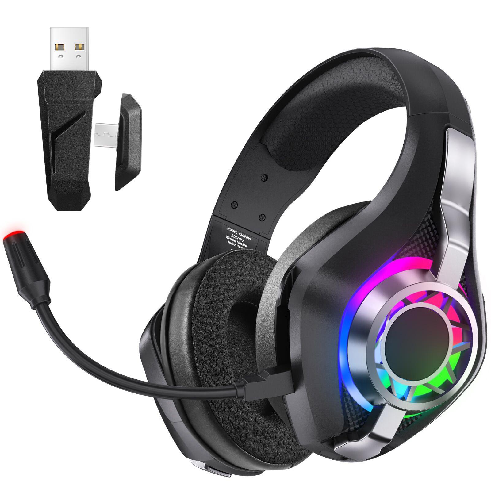 

Wireless Gaming Headset with 2.4GHzCelsius CelsiusWired Modes, RGB Lighting Game Headphones with Noise Canceling Mic, 7.1 Surround Sound, for PC, Gam