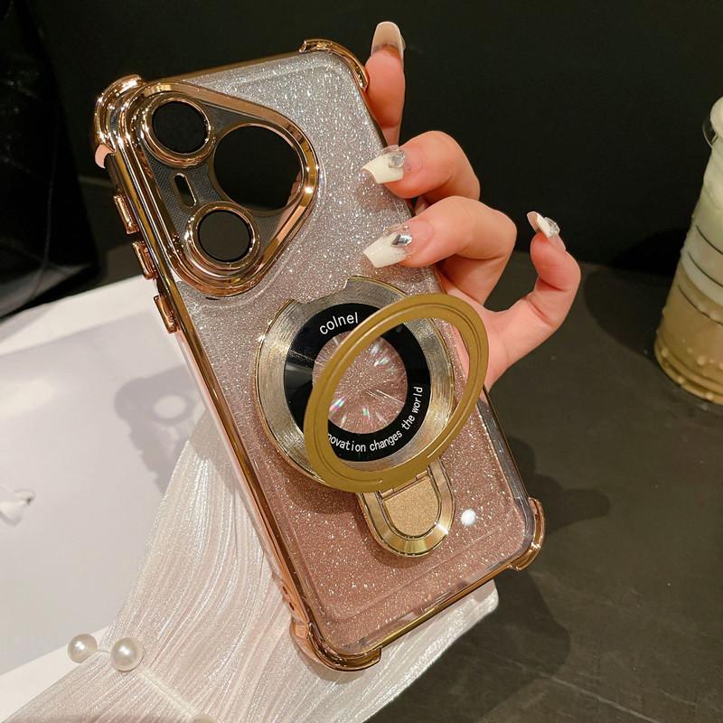 Honor 600 Lite/X8D/X9D/X7C Phone Case: Electroplated Glitter with 400SMART Magnetic Bracket
