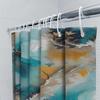 Modern Style Shower Curtain With Blue Gold Abstract Design For Bathroom Decor Waterproof Bath Mat Set, Perfect Gift Idea (Size: