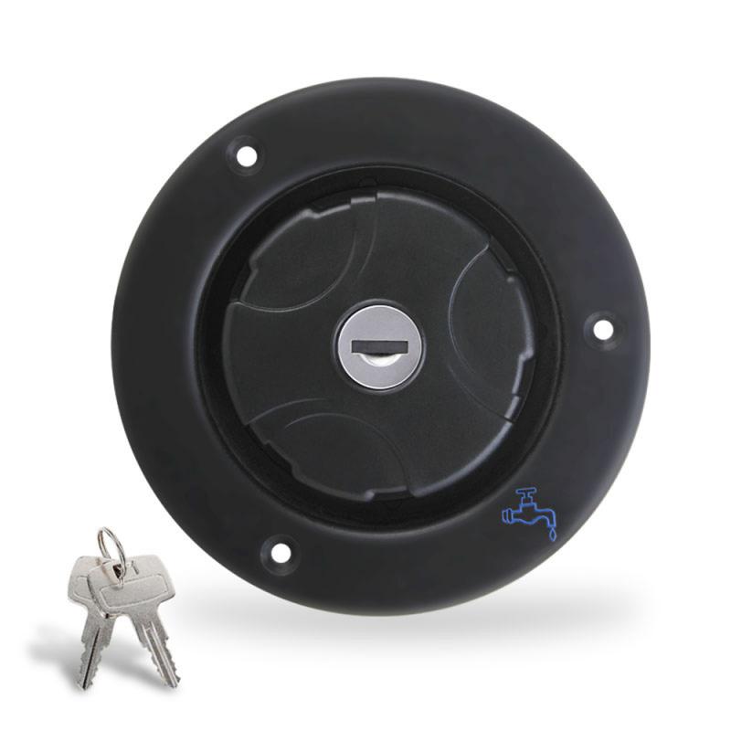 

Детали заливной горловины для резервуаров с водой Пластиковый гравитационный люк для заливки пресной воды Входной люк для кемпера-трейлера с 2 ключами Автодома чёрный