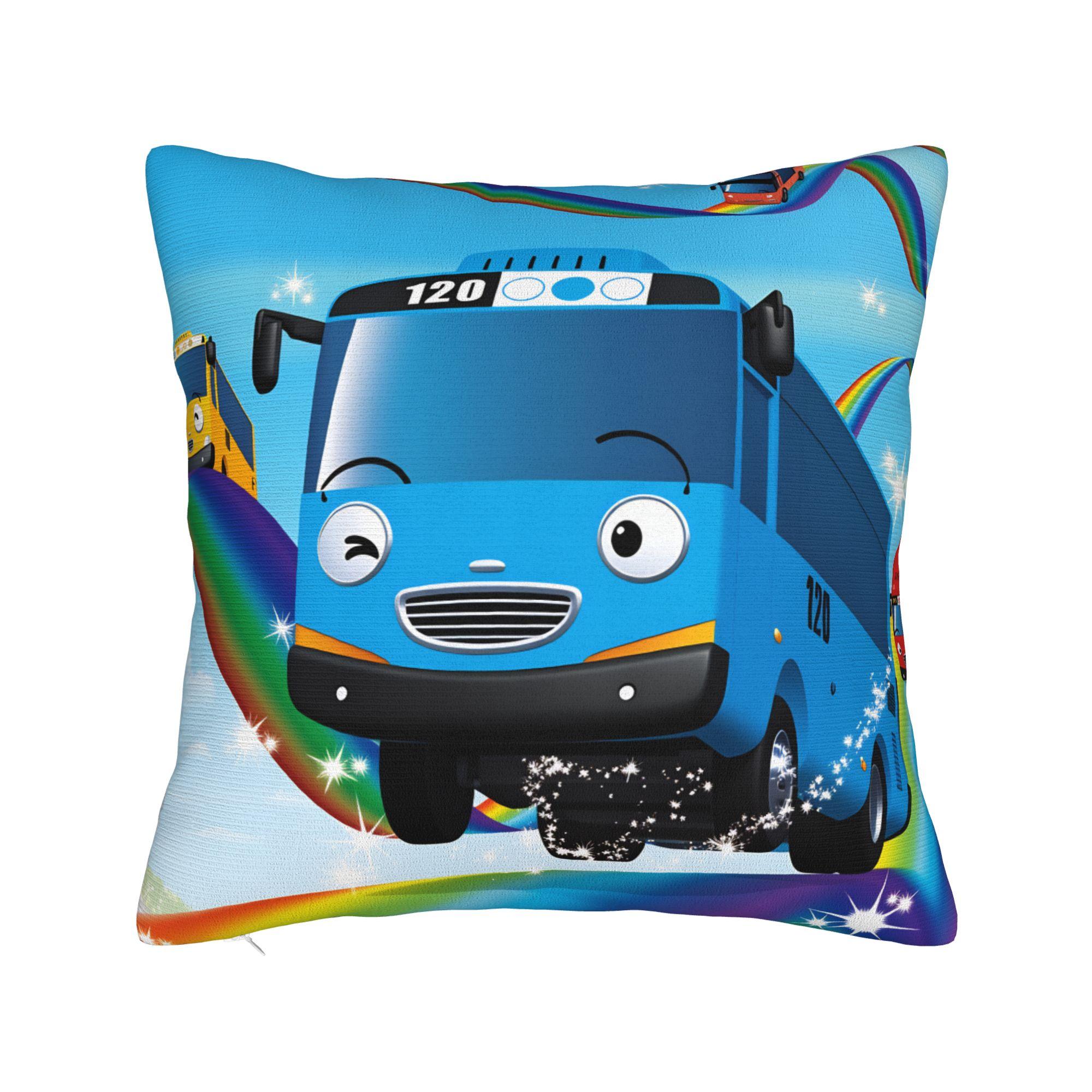 

Tayo The Little Bus Pillow Cover Novelty Pillow Case For Living Room Chair Square Pillowcases Gift 30cmx30cm