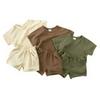 Summer Simple Cotton Linen Two-Piece Set: Breathable Short Sleeve and Shorts for Boys and Girls