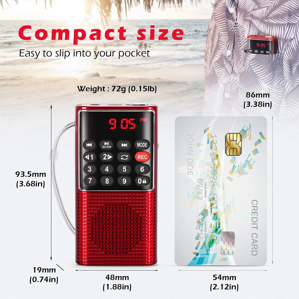 Kapesní FM rádio Nové Mini Přenosné Kapesní MP3 Walkman Rádia se Záznamníkem Dobíjecí Baterie Pro Walkman Jít na Turistiku