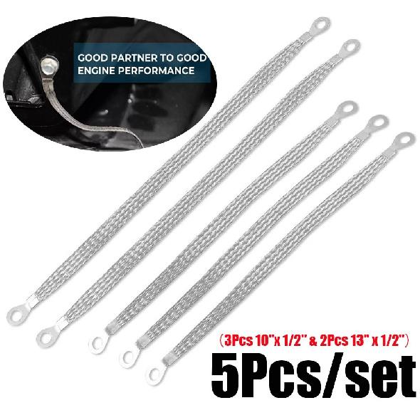 Ground Strap 10"x1/2" & 13"x1/2" Tinned Copper Braided Ground Straps Universal*5
