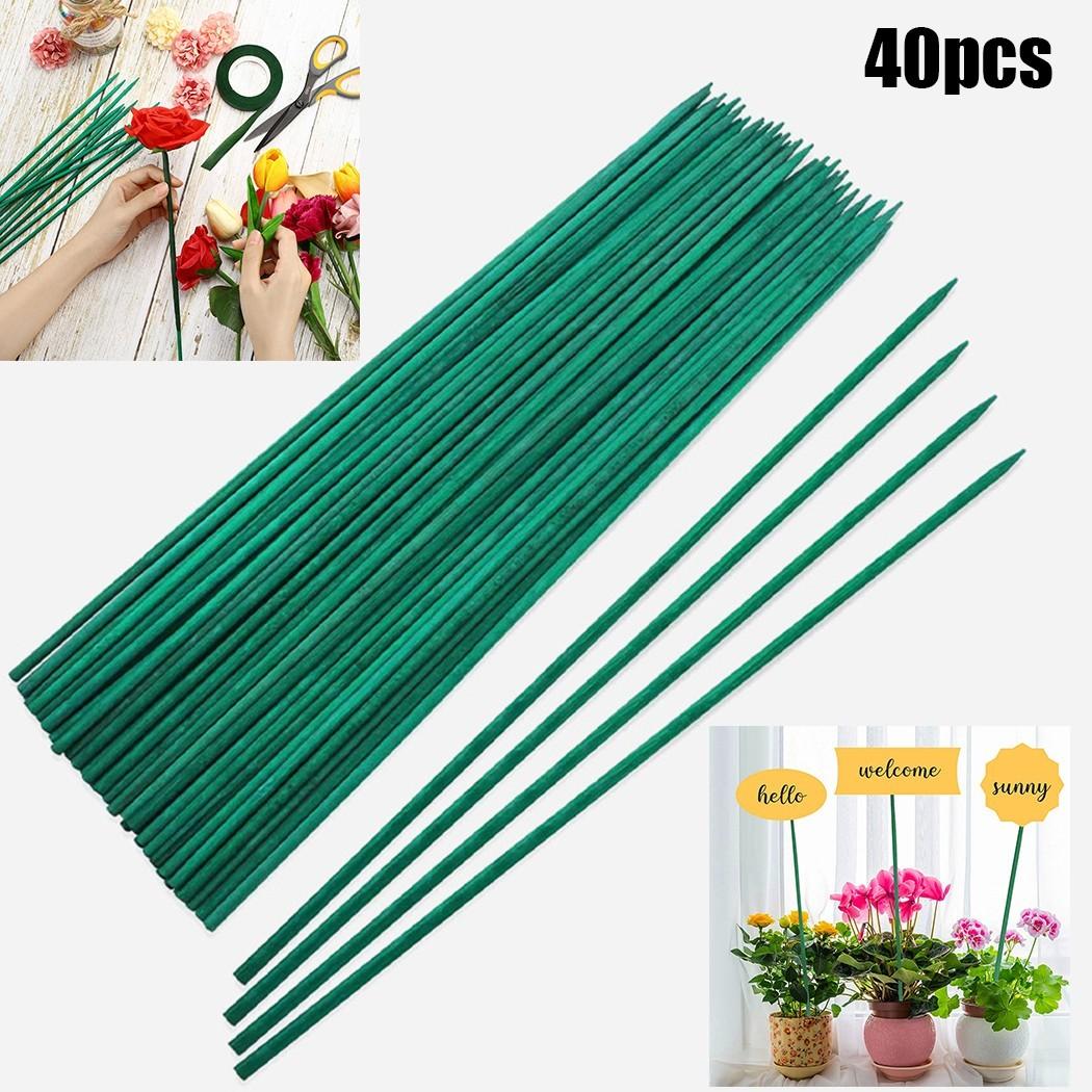 

40cm Green Plant Support Canes For Flowers Garden 40pcs