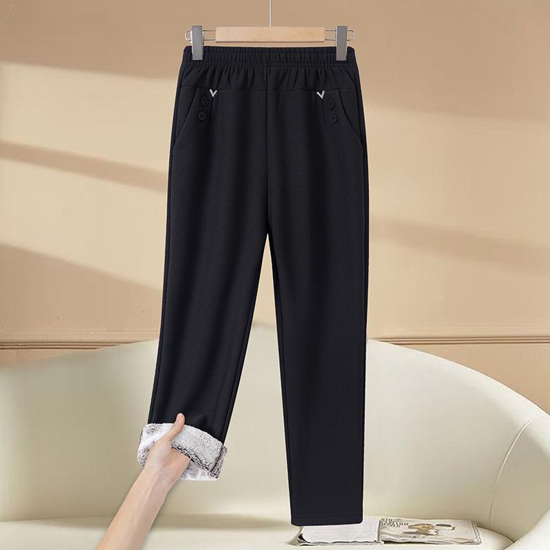 

Mom s High-Waisted Velvet-Lined Pants - Straight-Leg Style for Middle-Aged & Elderly Women, Perfect for Spring, Autumn, and Winter. XL