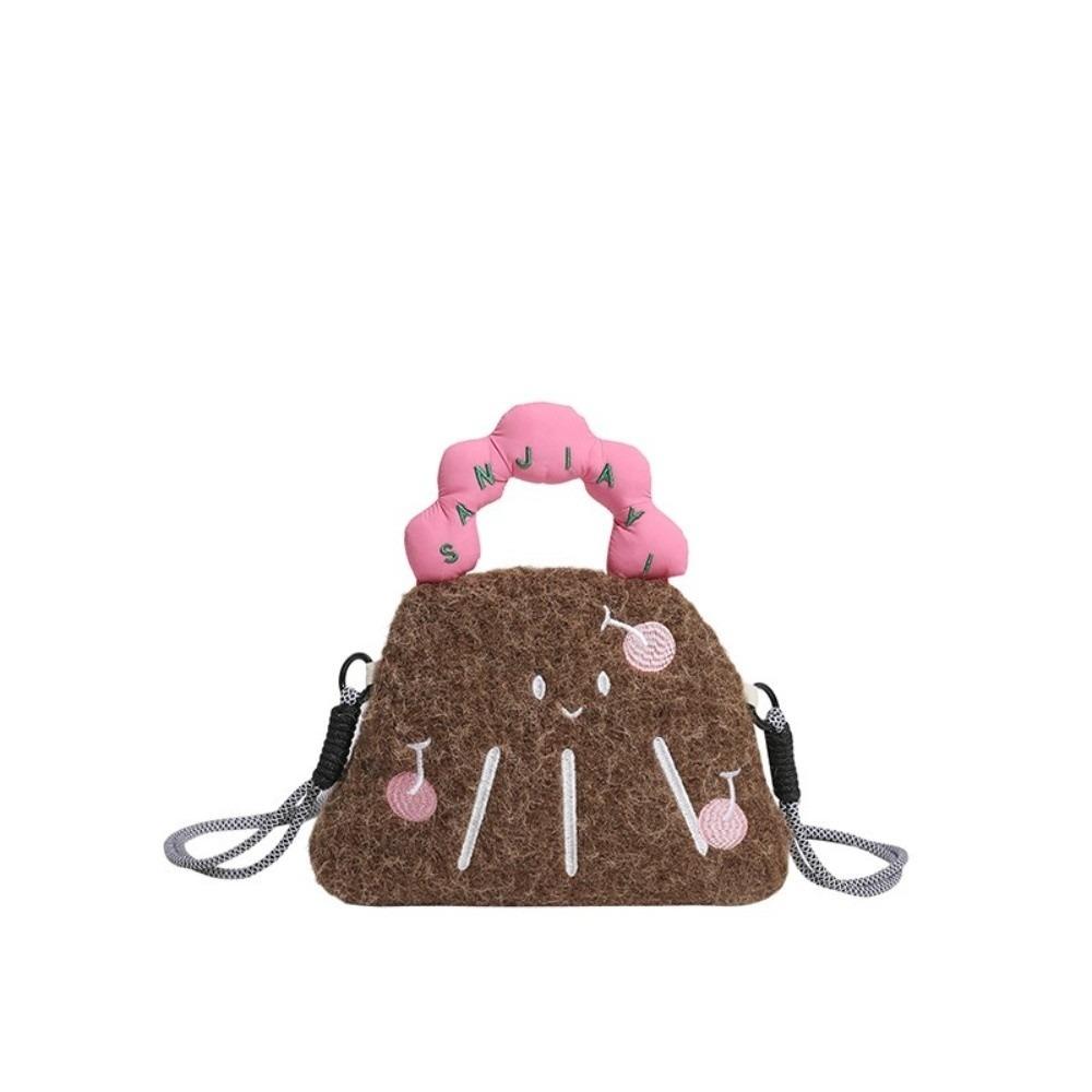 Bear Cartoon Handbag Rabbit Women Crossbody Bag Cute Plush Shoulder Bag  Student коричневый