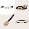 Feminine Slim Faux Leather Belt With Metal Double Ring Buckle For Office And Casual Outfits