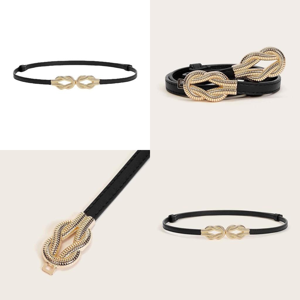 Feminine Slim Faux Leather Belt With Metal Double Ring Buckle For Office And Casual Outfits