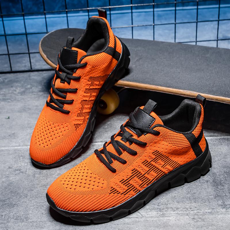 

Мужская повседневная спортивная обувь, обувь для скейтбординга, дышащая обувь для бега, фитнеса, модная и легкая уличная мужская обувь 48 оранжевый