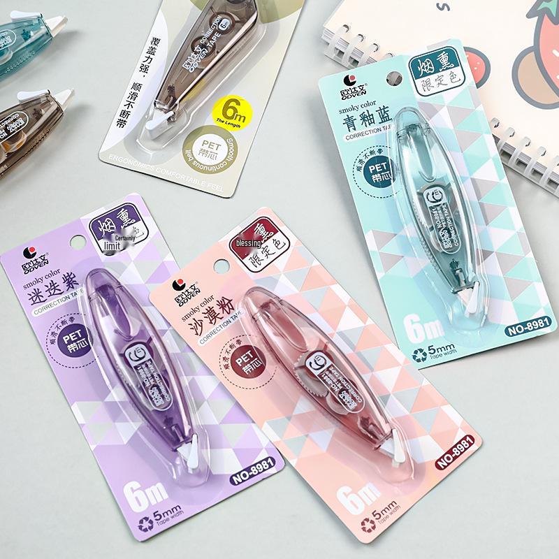 Simple Smoky Morandi Mini Transparent Correction Tape - 6m Portable Student Stationery