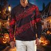 Men's Quick-Dry Mesh Long Sleeve Golf Shirt with Halloween Print for Casual Wear