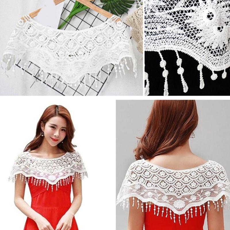 Women's Fashionable Lace Capelet with Embroidery Hollow out False Half Shirt Collar Neck for Special Occasion
