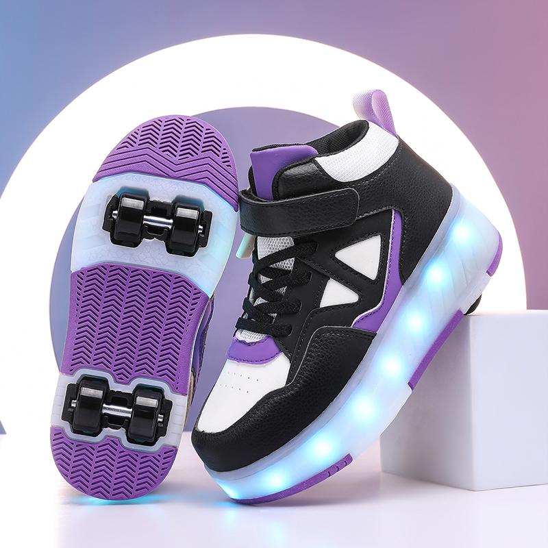 Scarpe da Ginnastica Luminose a 4 Ruote per Bambini Scarpe con Ruote a Pattino a LED Scarpe LED per Bambini Ragazzi Ragazze Ricarica USB Regali Nuove Fresche