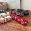 1Pcs Embroidered Exquisite Pencil Box with Retro Multi Color Pattern Details Stationery Storage Student Supplies