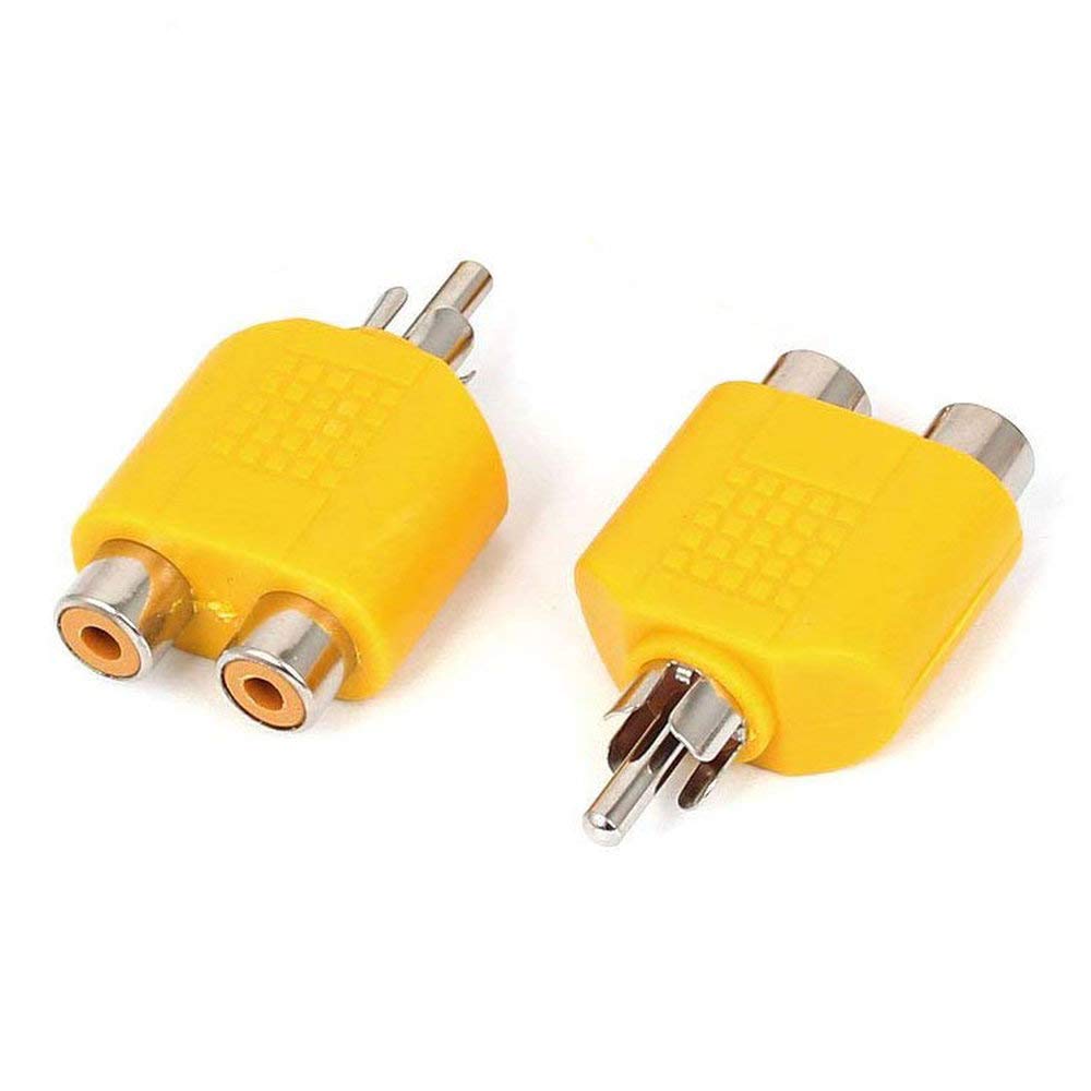 Lifepower Composite Splitter 3 Connector Splitter Hybrid Video and Audio to RCA Video Terminal Plugs, Colors, 3-Pack, RCA/Pin 2-Way Adapter, (Male)