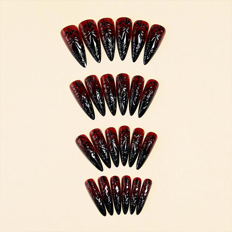 European and American Halloween Wearing Nail Long Pointed Type Sweet Cool Spice Girl Dark Fake Nails Removable Nail Wear Nail Piece