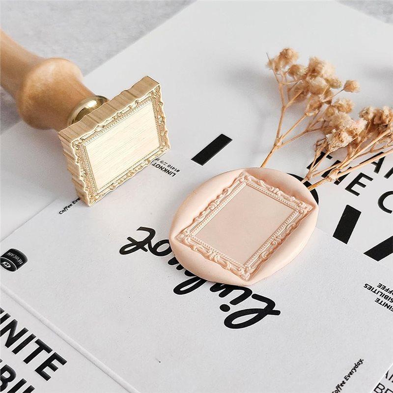 For Wax Seal Stamp Frame, 3D Embossed Flower Relief Carving Brass Head And Wood Handle For Wax Seal Kit